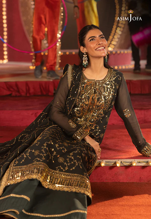Asim Jofa | Luxury Festive Drop 3 | AJLLF-02 Embroidered Chiffon 3 Pcs - House of Ayeza