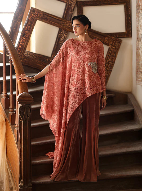 Zainab Chottani | Velura Velvet Edit 25 | Blush Cape - House of Ayeza