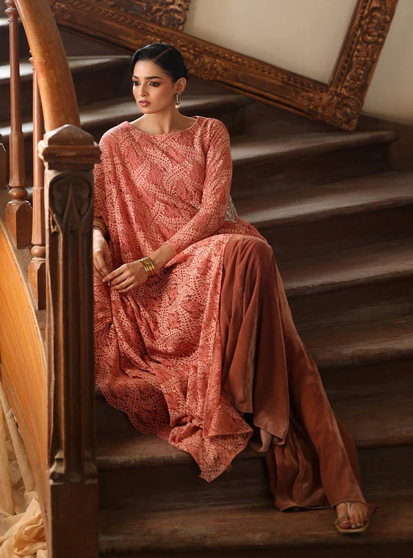 Zainab Chottani | Velura Velvet Edit 25 | Blush Cape - House of Ayeza