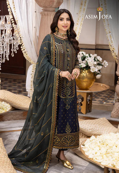 Asim Jofa | Shehnai Festive |  EMBROIDERED CHIFFON 3 PCS | AJSH-12 - House of Ayeza