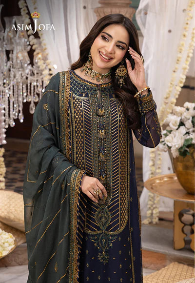 Asim Jofa | Shehnai Festive |  EMBROIDERED CHIFFON 3 PCS | AJSH-12 - House of Ayeza