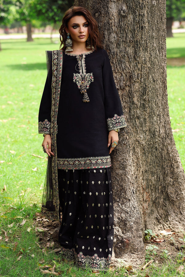 Charizma | Mi-Amor Ready to Wear | 3-PC Embroidered Raw-Silk Suit CMA-5-110A - House of Ayeza