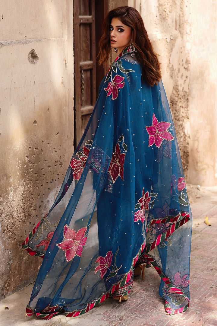 Charizma | Mi-Amor Ready to Wear | 3-PC Embroidered Raw-Silk Suit CMA-5-076H - House of Ayeza