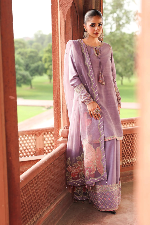 Charizma | Mi-Amor Ready to Wear | 3-PC Embroidered Raw-Silk Suit CMA-5-064 - House of Ayeza