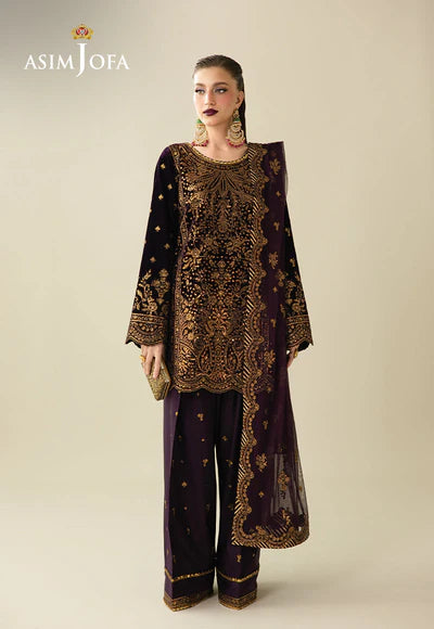 Asim Jofa | Makhmal Velvet 25 | AJULM-02 Embroidered Velvet 3 Pcs