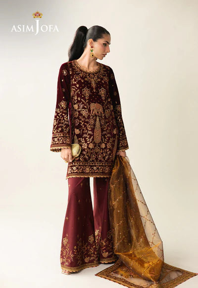 Asim Jofa | Makhmal Velvet 25 | AJULM-07 Embroidered Velvet 3 Pcs