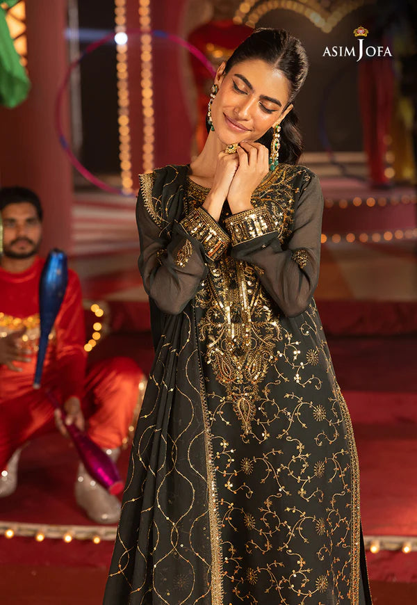 Asim Jofa | Luxury Festive Drop 3 | AJLLF-02 Embroidered Chiffon 3 Pcs - House of Ayeza