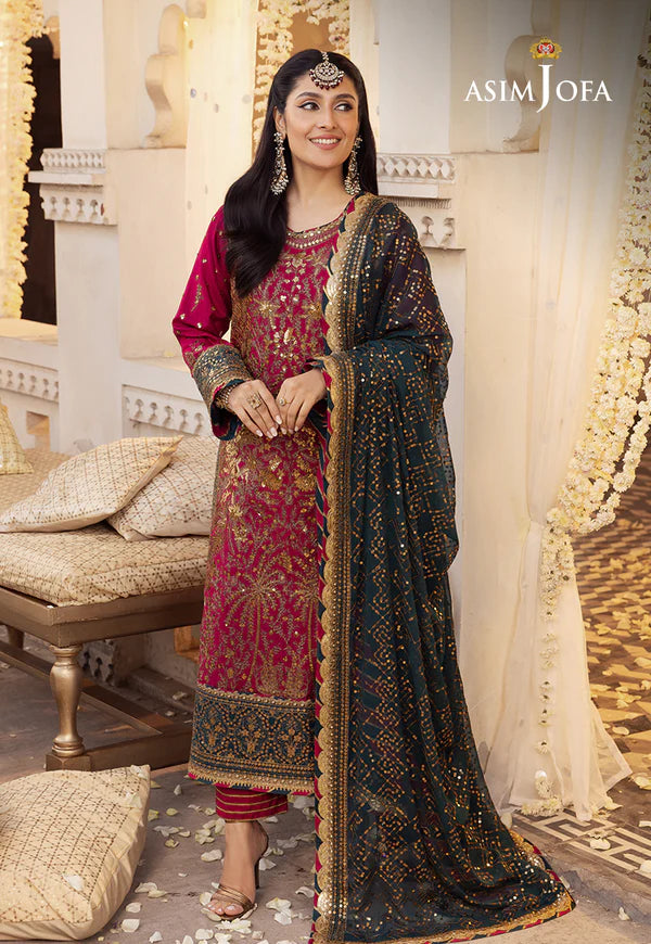 Asim Jofa | Shehnai Festive | EMBROIDERED RAW SILK 3 PCS | AJSH-19 - House of Ayeza