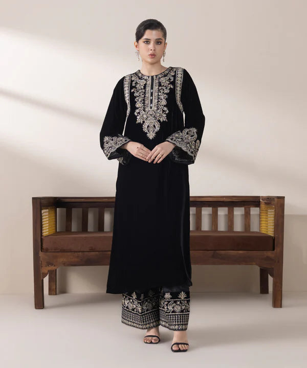 Sapphire | RTW Festive '24 | 2 Piece | Embroidered Velvet Suit - House of Ayeza