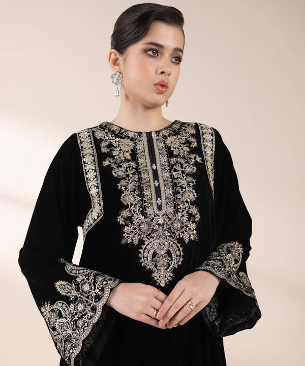 Sapphire | RTW Festive '24 | 2 Piece | Embroidered Velvet Suit - House of Ayeza