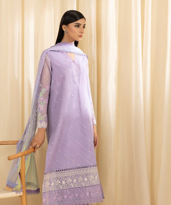 Sapphire | 3 Piece - Embroidered Organza Suit - House of Ayeza