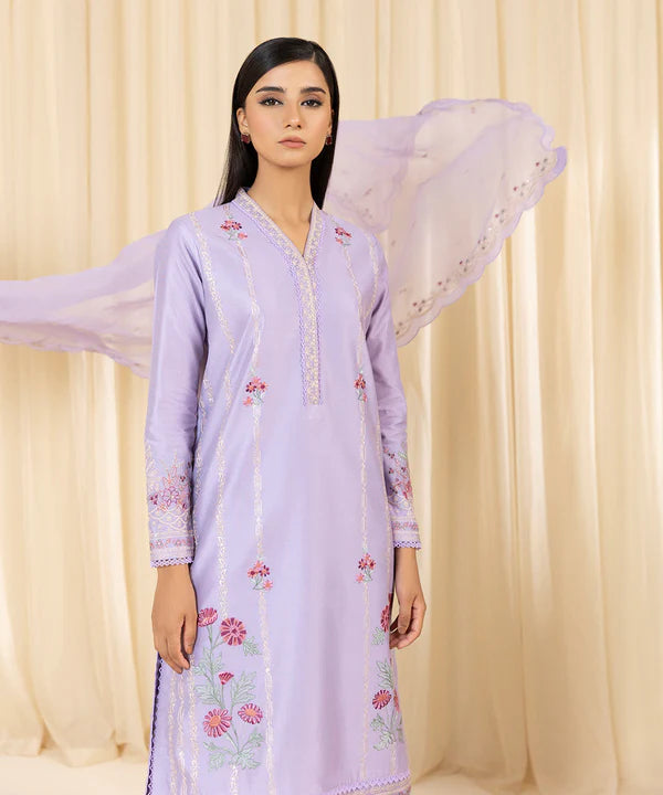 Sapphire | 3 Piece - Embroidered Cotton Net Suit - House of Ayeza