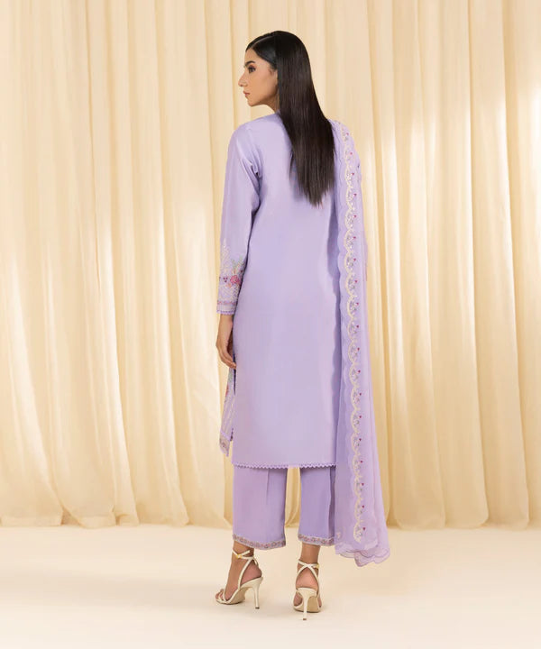 Sapphire | 3 Piece - Embroidered Cotton Net Suit - House of Ayeza