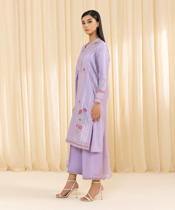 Sapphire | 3 Piece - Embroidered Cotton Net Suit - House of Ayeza