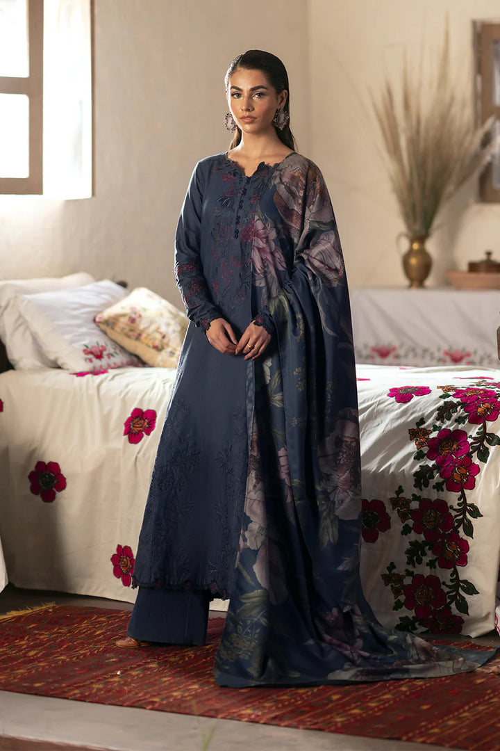 Iznik | Premium Winter | IPK-10 Embroidered Slub Khaddar - House of Ayeza