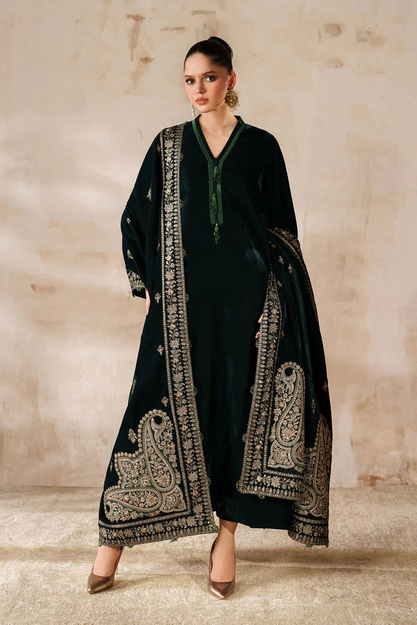 Baroque | Shawls | EMBROIDERED VELVET SHAWL VS-63 - House of Ayeza