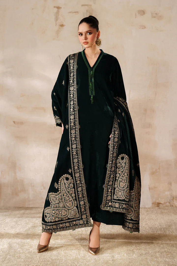 Baroque | Shawls | EMBROIDERED VELVET SHAWL VS-63 - House of Ayeza