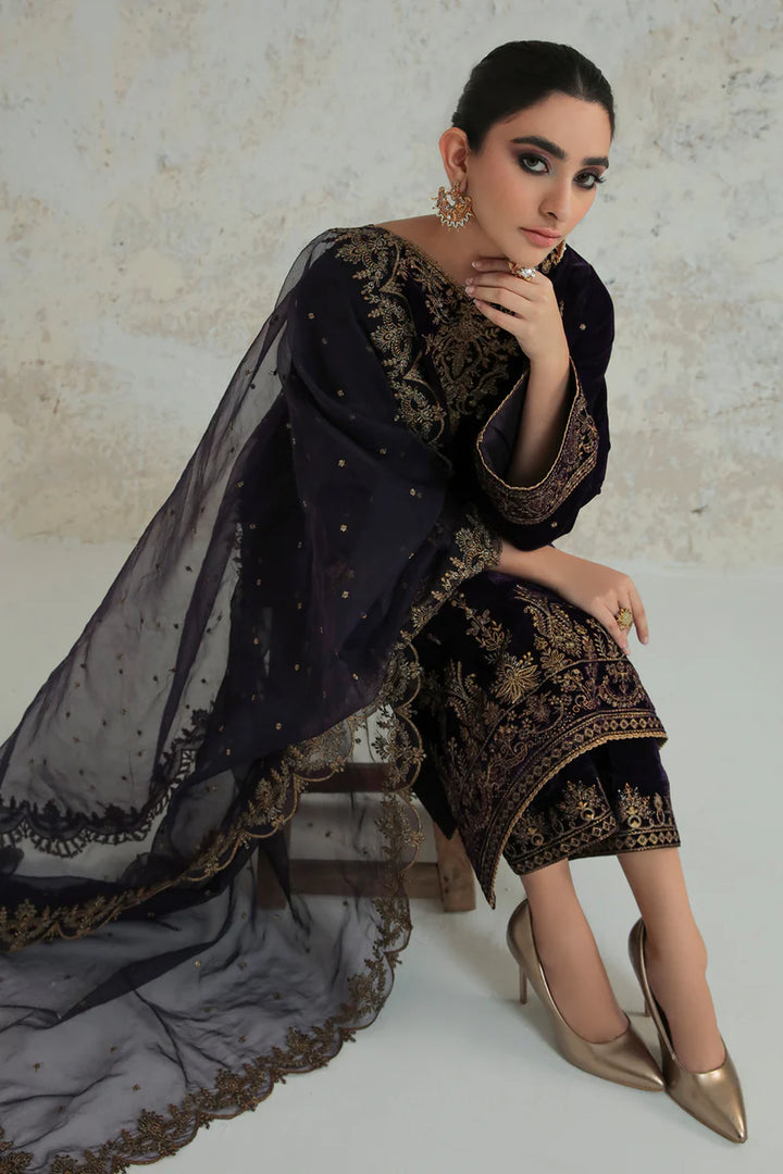 Baroque | Stitched | EMBROIDERED VELVET UF-239 - House of Ayeza
