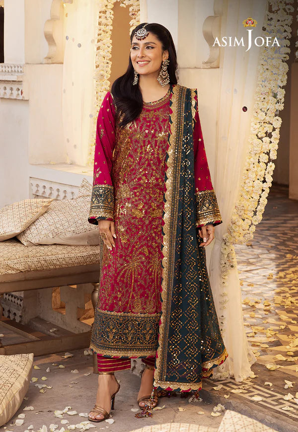 Asim Jofa | Shehnai Festive | EMBROIDERED RAW SILK 3 PCS | AJSH-19 - House of Ayeza