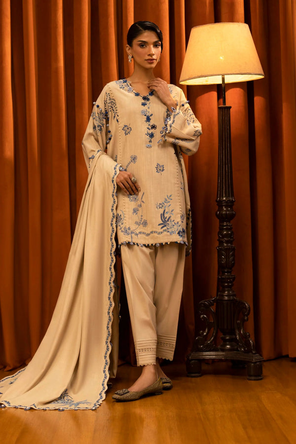 Sana Safinaz | Muzlin Winter '25 | Slub Muzlin 3 Piece Suit | M253-011A-3CP - House of Ayeza
