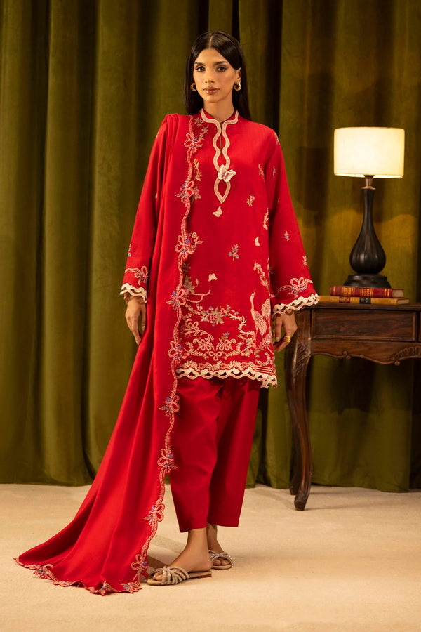 Sana Safinaz | Muzlin Winter '25 | Slub Muzlin 3 Piece Suit | M253-012B-3CP - House of Ayeza