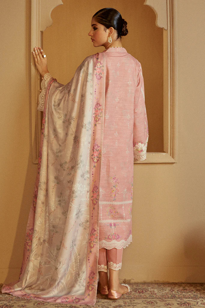 Cross Stitch | Winter Collection 24 | ROSY DEW-3 PC KHADDAR EMBROIDERED SUIT - House of Ayeza