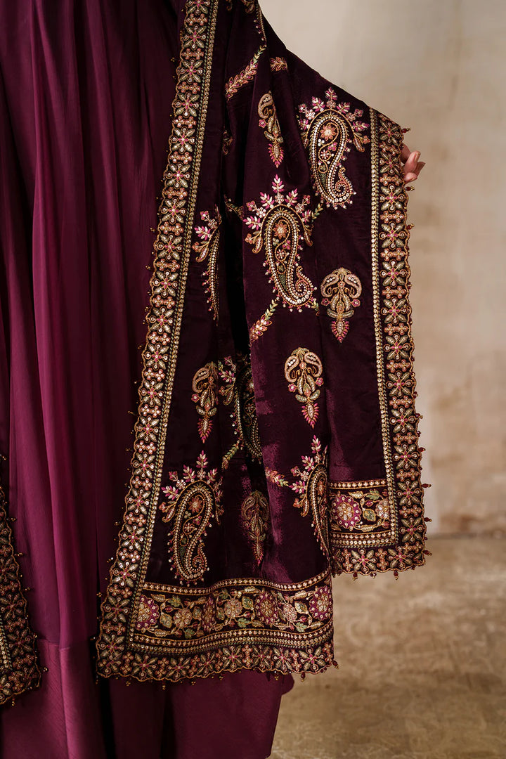 Baroque | Shawls | EMBROIDERED VELVET SHAWL VS-62 - House of Ayeza