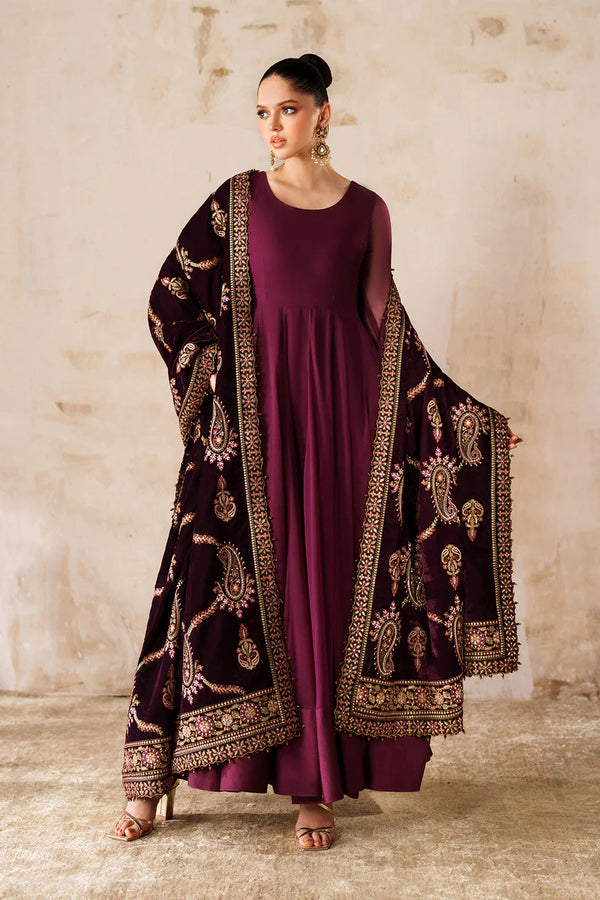 Baroque | Shawls | EMBROIDERED VELVET SHAWL VS-62 - House of Ayeza