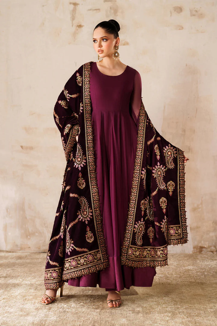 Baroque | Shawls | EMBROIDERED VELVET SHAWL VS-62 - House of Ayeza