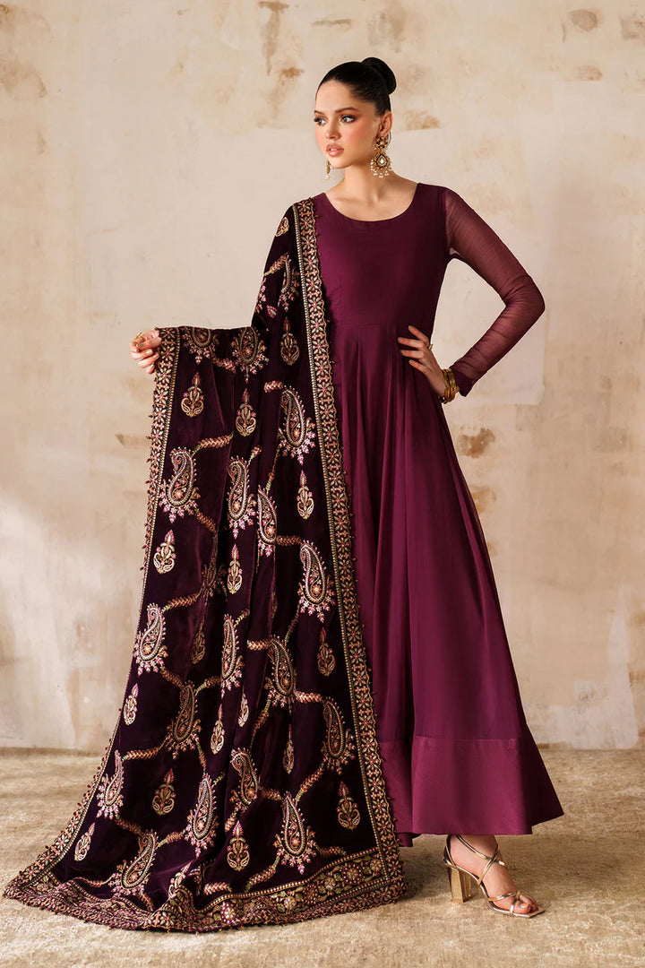 Baroque | Shawls | EMBROIDERED VELVET SHAWL VS-62 - House of Ayeza