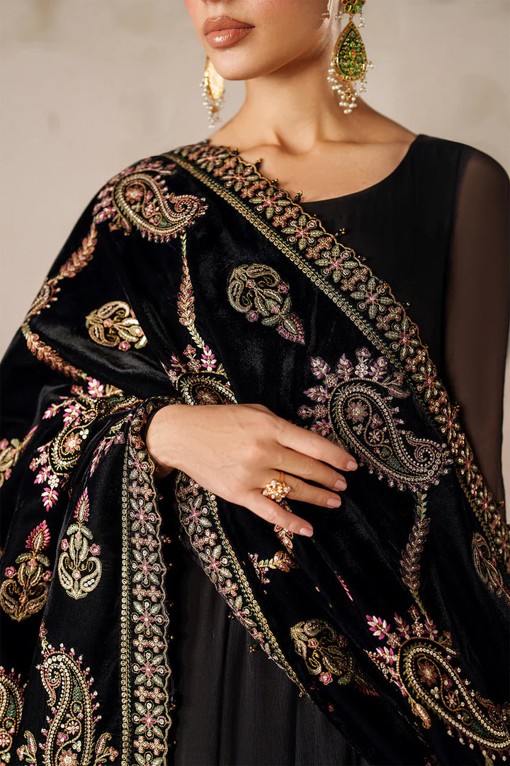 Baroque | Shawls | EMBROIDERED VELVET SHAWL VS-61 - House of Ayeza