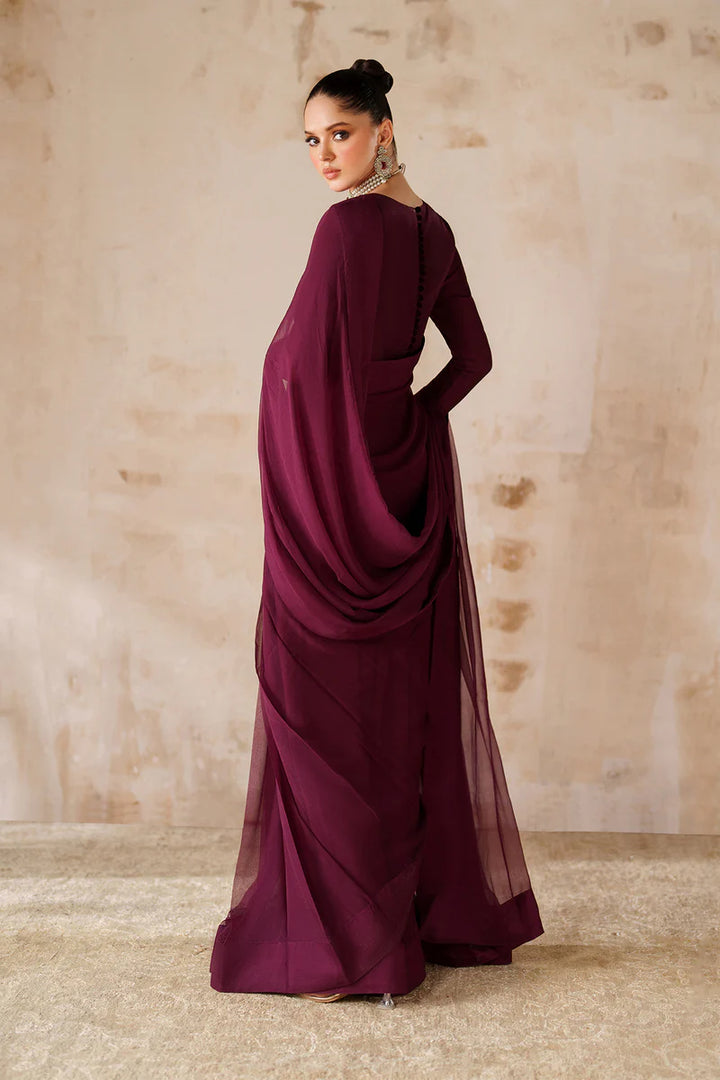 Baroque | Ensembles | PLAIN CHIFFON SAREE EN-1221 - House of Ayeza