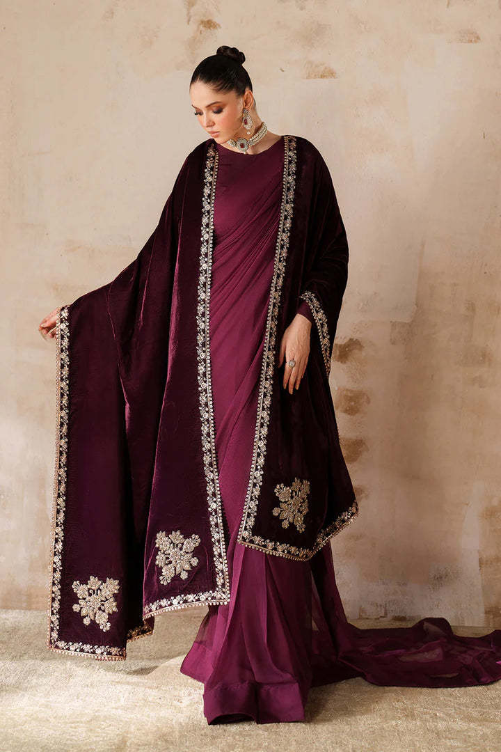 Baroque | Shawls | EMBROIDERED VELVET SHAWL VS-60 - House of Ayeza