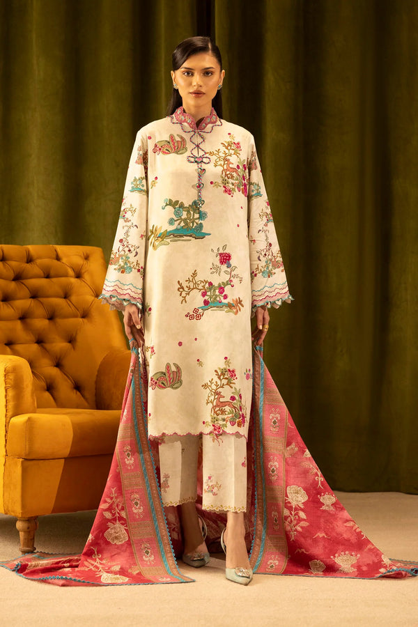 Sana Safinaz | Muzlin Winter '25 | Slub Muzlin 3 Piece Suit | M253-014A-3CQ - House of Ayeza