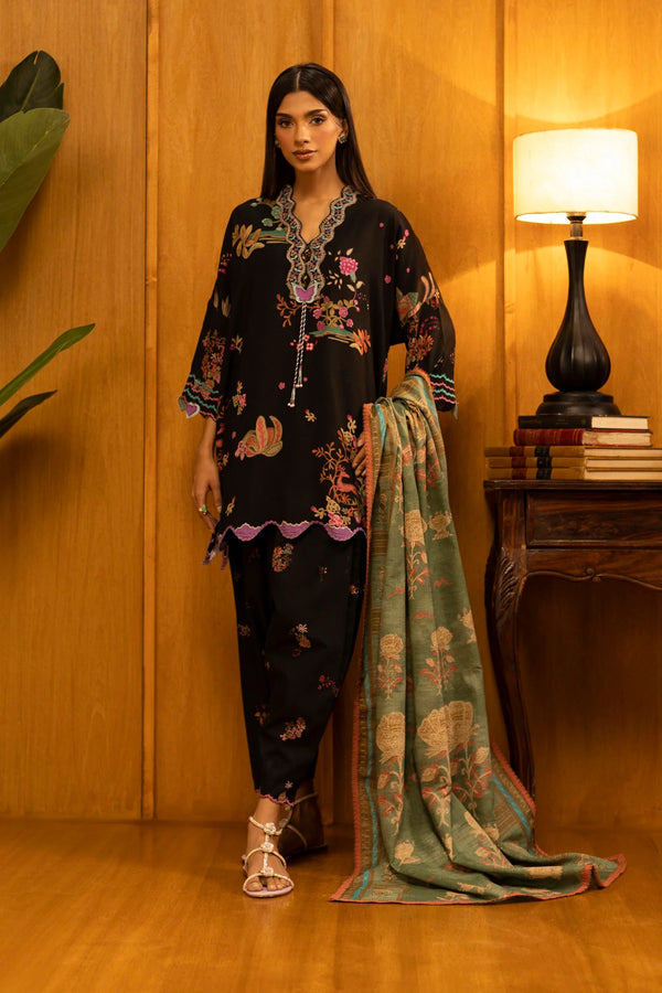 Sana Safinaz | Muzlin Winter '25 | Slub Muzlin 3 Piece Suit | M253-014B-3CQ - House of Ayeza