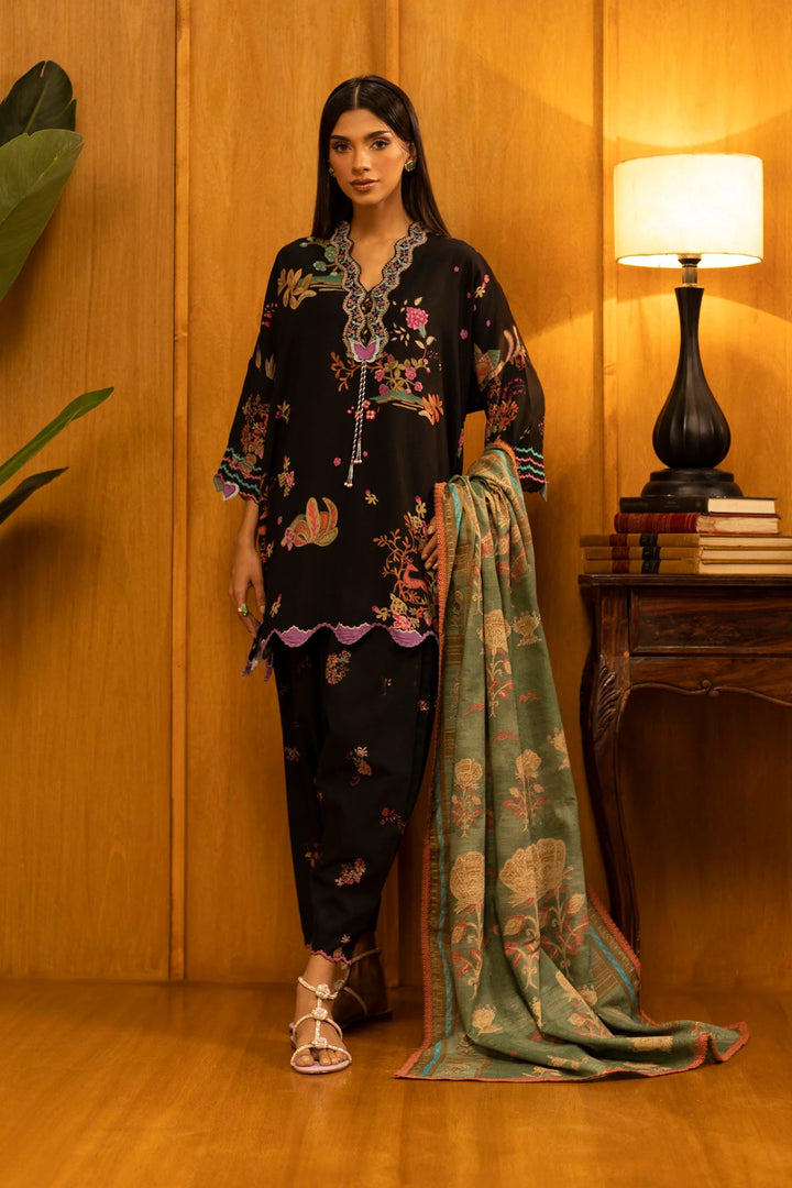 Sana Safinaz | Muzlin Winter '25 | Slub Muzlin 3 Piece Suit | M253-014B-3CQ - House of Ayeza