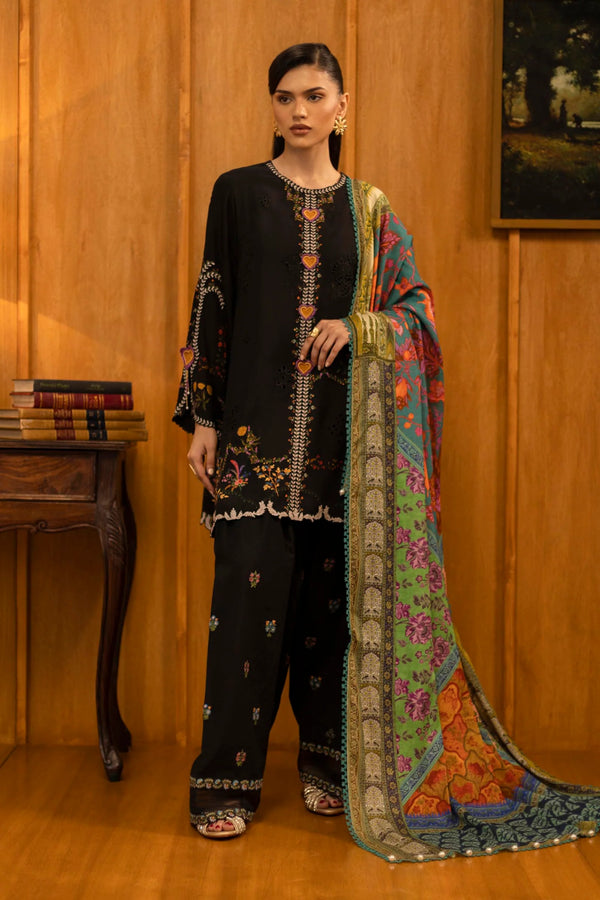 Sana Safinaz | Muzlin Winter '25 | Slub Muzlin 3 Piece Suit | M253-015B-3CZ - House of Ayeza