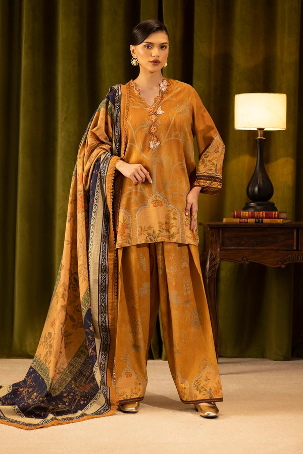 Sana Safinaz | Muzlin Winter '25 | Slub Muzlin 3 Piece Suit | M253-016B-3CY - House of Ayeza