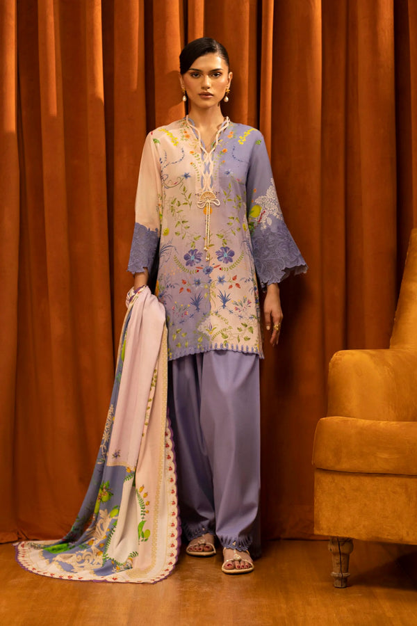 Sana Safinaz | Muzlin Winter '25 | Slub Muzlin 3 Piece Suit | M253-017B-3CY - House of Ayeza