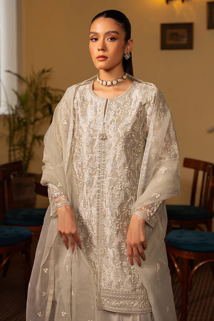 Cross Stitch | Luxury Pret | LUSTROUS CHROME-3 PC (SHIRT, TROUSER & DUPATTA) - House of Ayeza