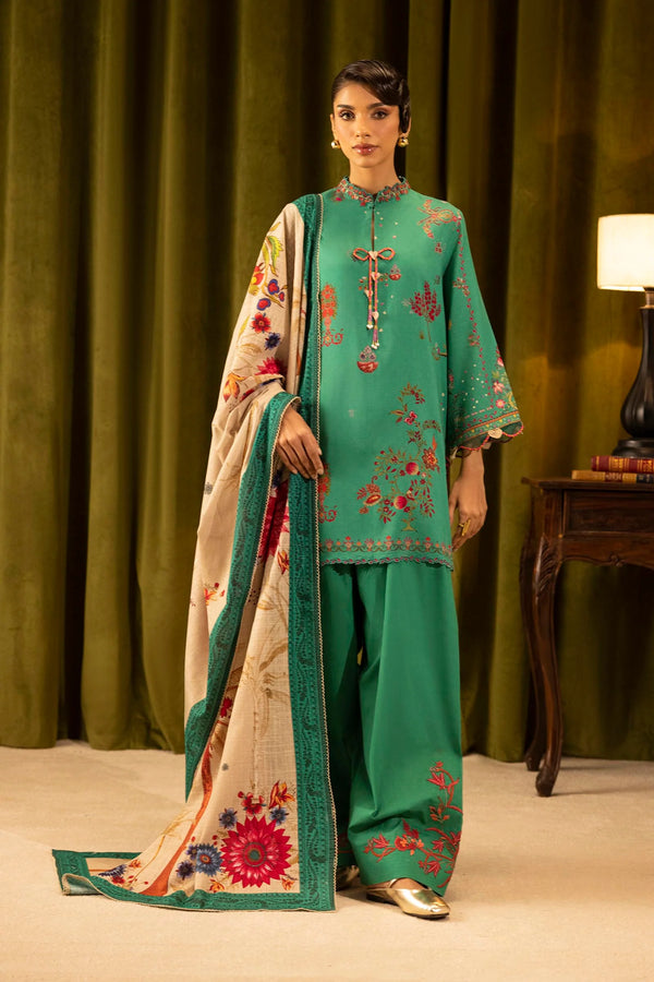 Sana Safinaz | Muzlin Winter '25 | Slub Muzlin 3 Piece Suit | M253-019B-3CQ - House of Ayeza