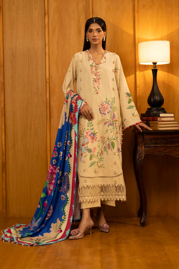 Sana Safinaz | Muzlin Winter '25 | Slub Muzlin 3 Piece Suit | M253-001A-3CP - House of Ayeza
