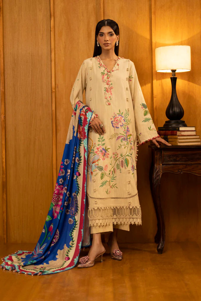 Sana Safinaz | Muzlin Winter '25 | Slub Muzlin 3 Piece Suit | M253-001A-3CP - House of Ayeza