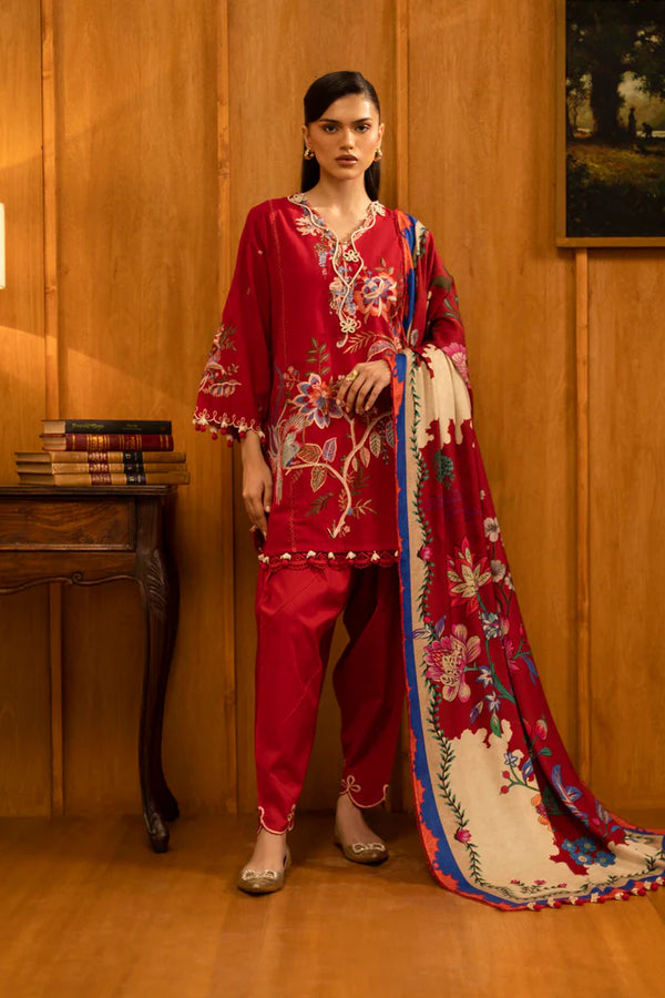 Sana Safinaz | Muzlin Winter '25 | Slub Muzlin 3 Piece Suit | M253-001B-3CP - House of Ayeza