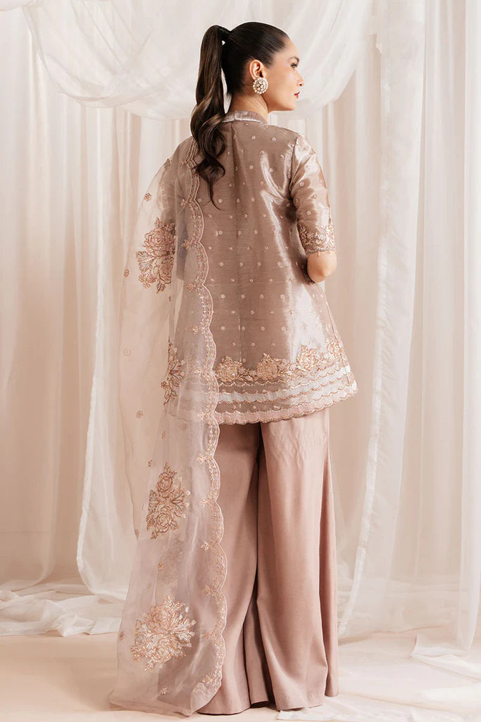 Cross Stitch | ROSETTE DREAM-4 PIECE EMBROIDERED SILK SUIT - House of Ayeza