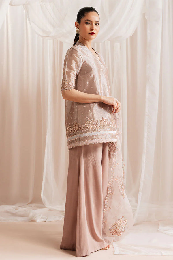 Cross Stitch | ROSETTE DREAM-4 PIECE EMBROIDERED SILK SUIT - House of Ayeza