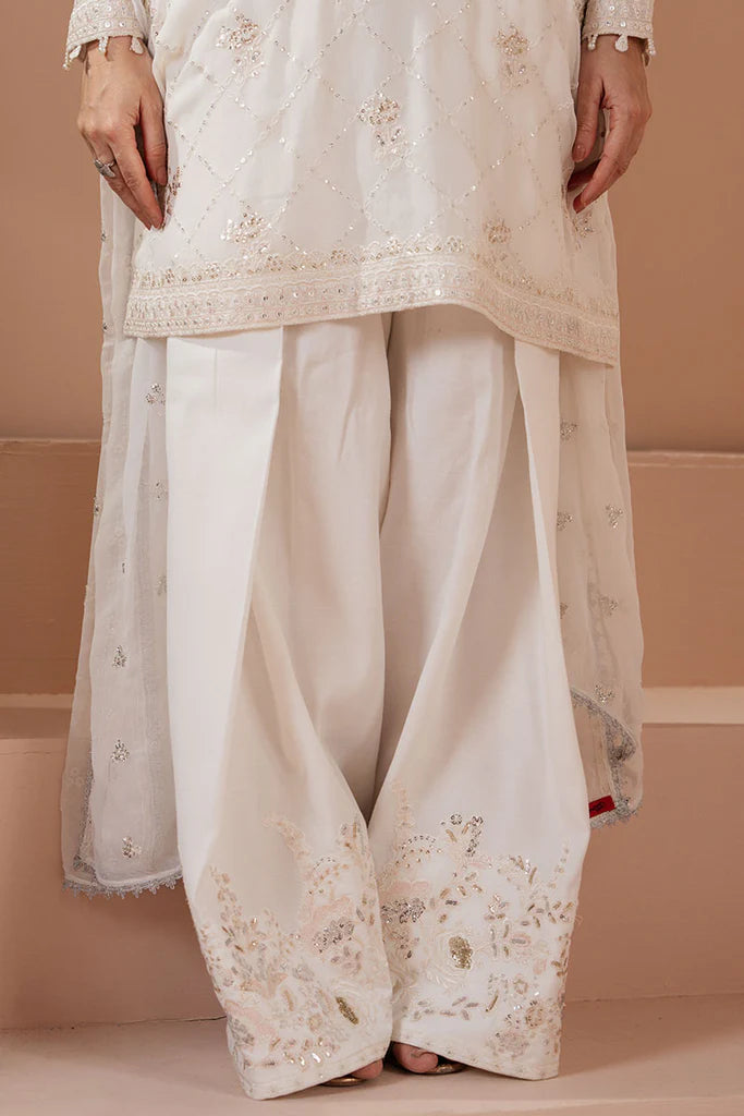 Cross Stitch | ANTIQUE WHITE-4 PIECE EMBROIDERED CHIFFON SUIT - House of Ayeza