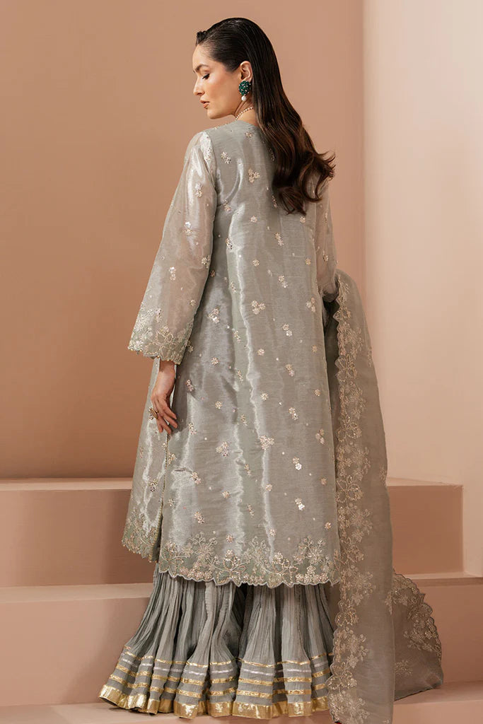 Cross Stitch | MINT AURA-4 PIECE EMBROIDERED SILK SUIT - House of Ayeza