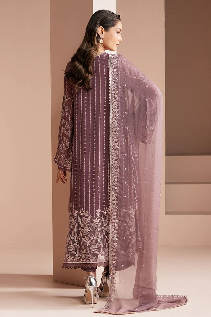 Cross Stitch | VIOLET HAZE-4 PIECE EMBROIDERED CHIFFON SUIT - House of Ayeza