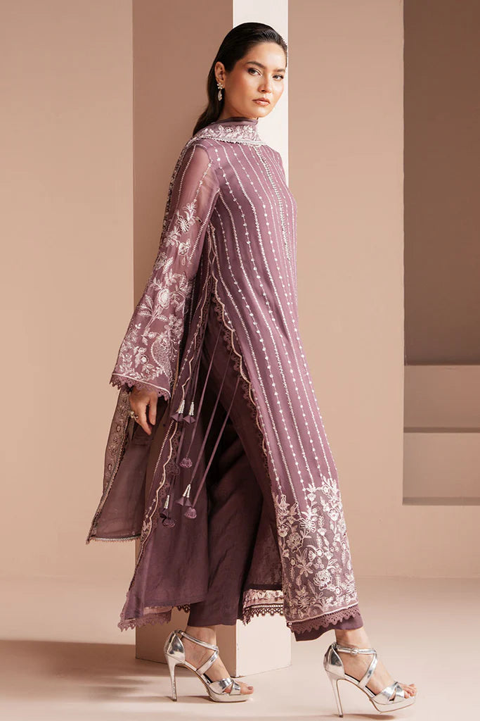 Cross Stitch | VIOLET HAZE-4 PIECE EMBROIDERED CHIFFON SUIT - House of Ayeza